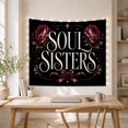 thumbnail image 5 of Soul Sisters Message With Roses and Black Bow, Nostalgic Gothic Style for Women, Friendship Wall Decor, Friendship Gift, Tapestry Wall Hanging for Bedroom and Dorm, 5 of 6