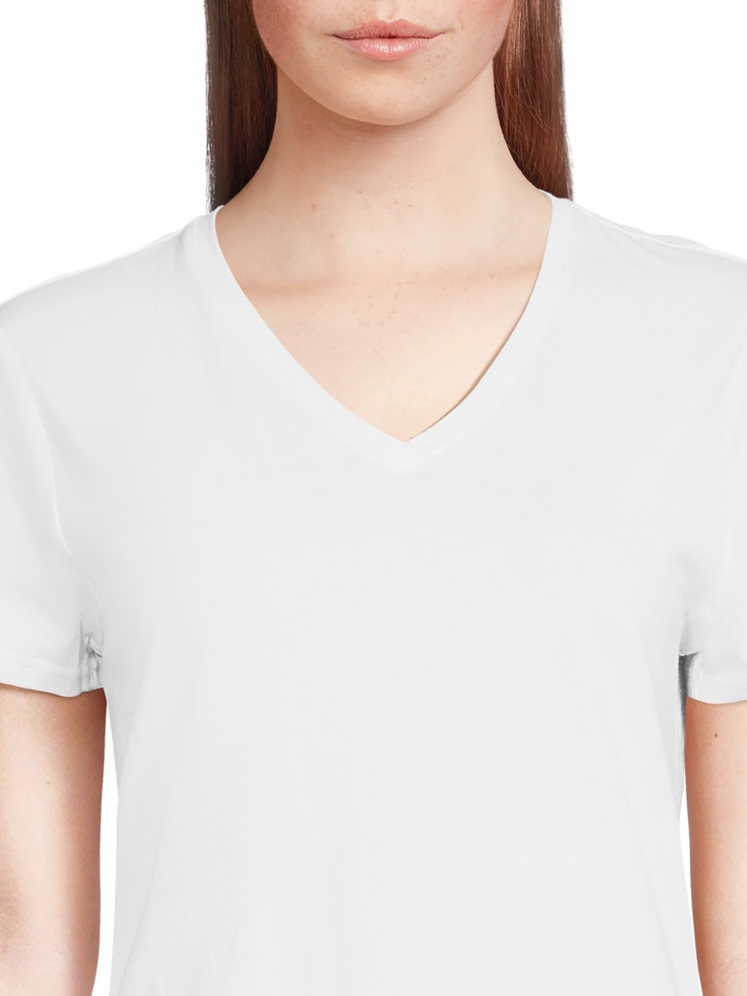 RealSize Women's V-Neck Tee with Short Sleeves, Sizes XS-3XL