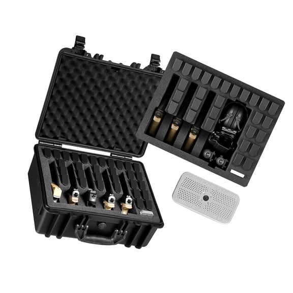 KFFKFF Durable Hard Pistol Case with XPE Foam Lining, Waterproof Storage Box with Customizable Interior & Handle for Firearms, Lenses, Cameras, and Gear, TSA Approved, 18.7x12.5x7.5 in