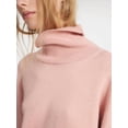 thumbnail image 6 of Women High Neck Sweater Chunky Long Sleeve Knitted High Low Hem Trendy Fall Winter Jumper Blouse Pink M, 6 of 10