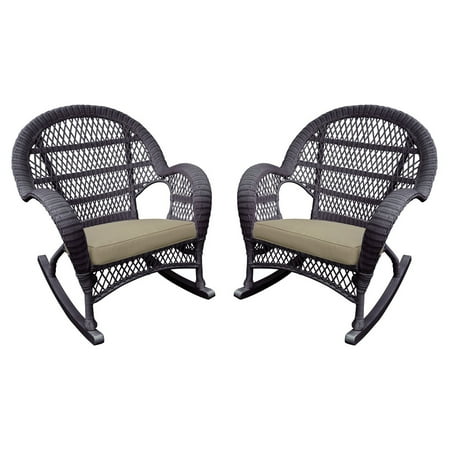 Jeco Santa Maria Wicker Patio Rockers with Optional Cushion - Set of 4