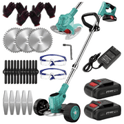 2025 Compact Portable Cordless Electric Lawn Mower/Weeder with 2 High Capacity Lithium Batteries and 3 Types of Blades, Multiple Gifts, Multi-Functional Weeder for Yard and Garden (green)