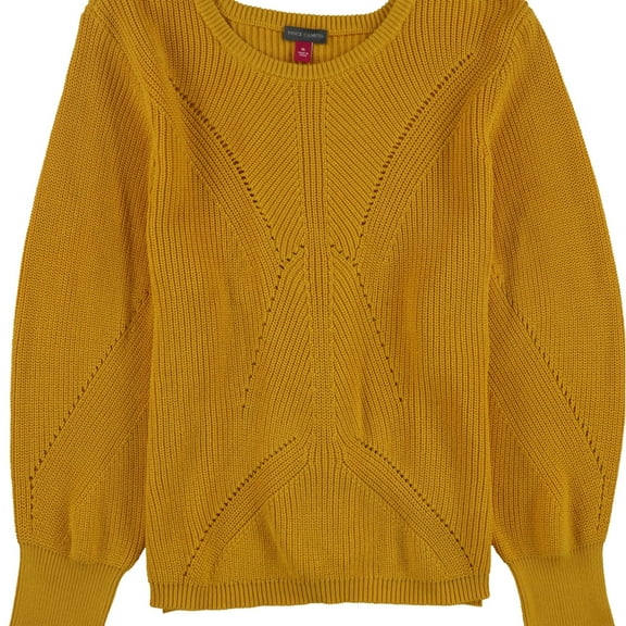 Vince Camuto Womens Laced Back Pullover Sweater, Yellow, Large