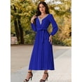 thumbnail image 3 of DARING DIVA Long Sleeve Flowy Pleated Midi Dress XL Royal Blue, 3 of 6