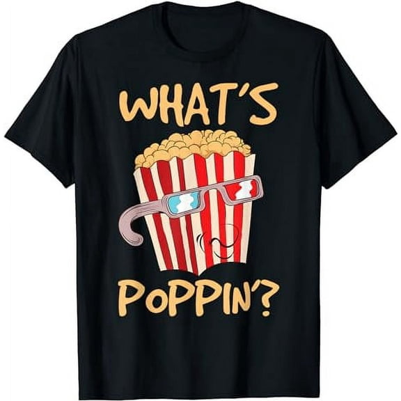 Funny Popcorn What's Poppin' 3D Glasses Unisex Graphic Short Sleeve T-Shirt