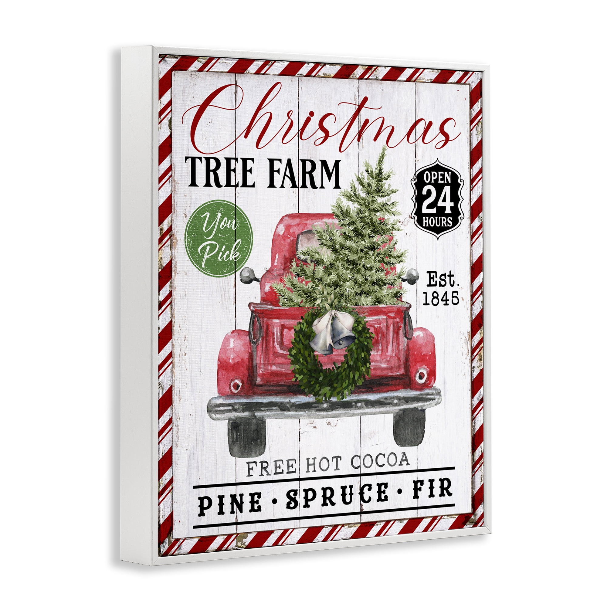 Stupell Industries Holiday Tree Farm Sign Holiday Painting White Framed Art Prints Wall Art, 11 x 14