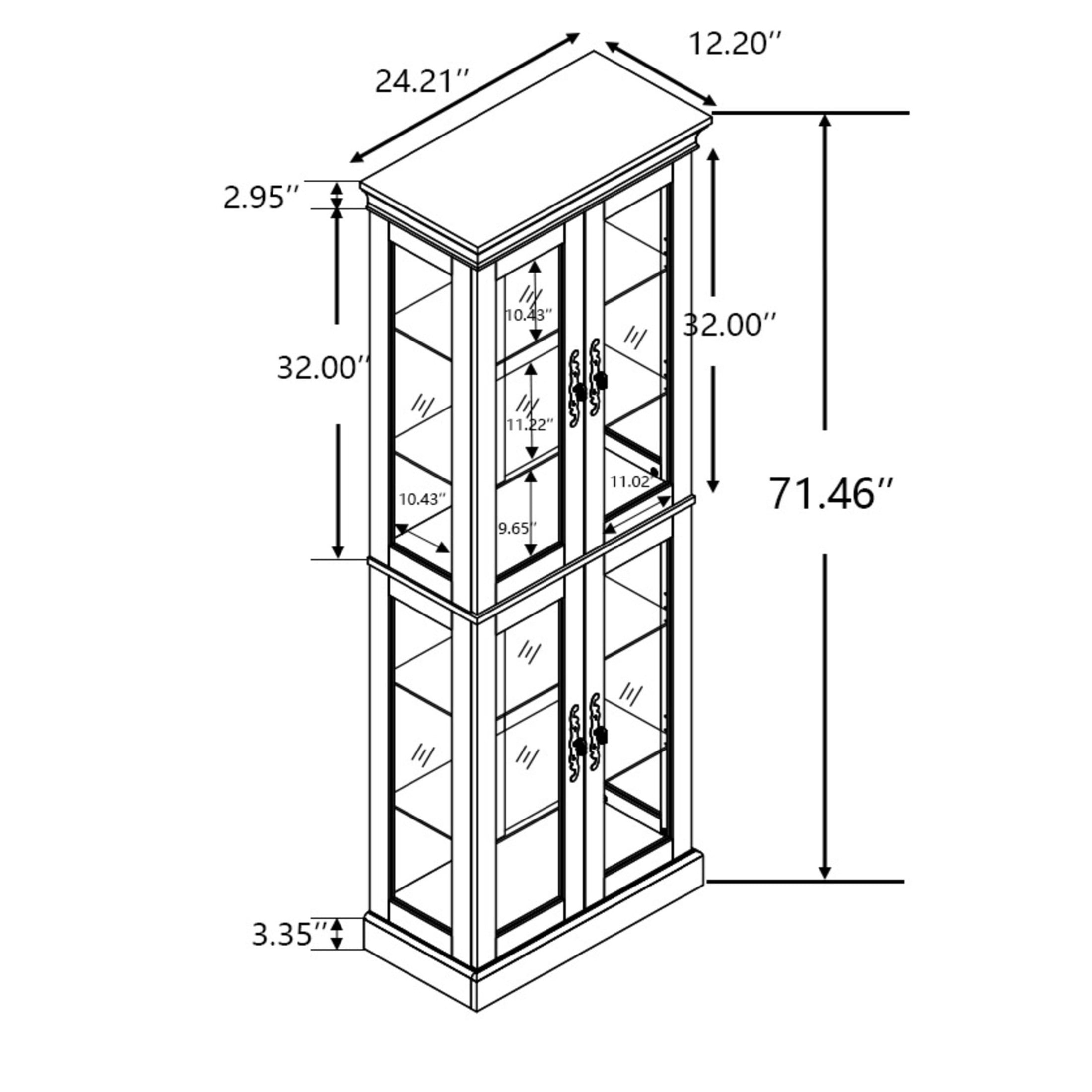 Noble House Graham Lighted Glass Curio Display Cabinet, 6-Tier Adjustable Shelves, Pantry Cupboard, Dark Cherry