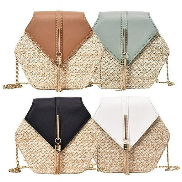 Women‘s Crossbody Bag Cute Straw Shoulder Bag Woven Summer Clutch Purses Geometry Style Handbag Summer New