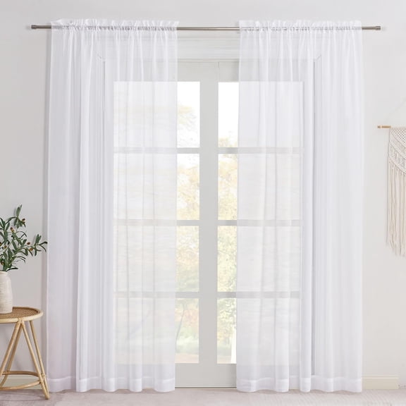 2 Panels White Sheer Window Curtains,TGY Window Voile Drapes,White Curtains Panels,Rod Pockets Airy Window Treatments Voile Sheer for Bedroom Living Room (39 X 78.7 Inches)