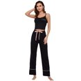 thumbnail image 3 of Contrast Trim Cropped Cami and Pants Loungewear Set, 3 of 5