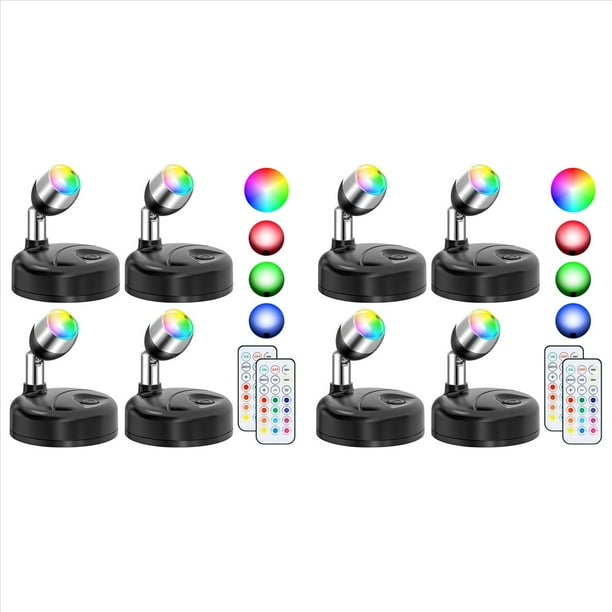 Focos RGBW Inalámbricos para Decoración de Interiores, Paquete de 8 Luces de Suelo para Interiores, Luces de Árbol Que Cambian de Color con 13 Colores, con Control Remoto