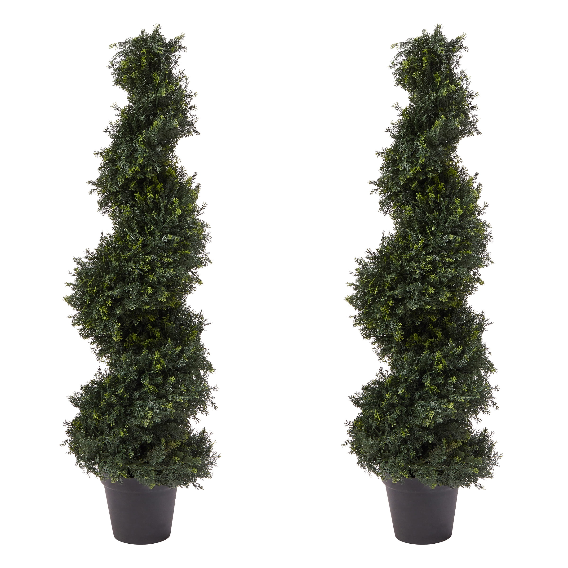 Pure Garden Set of Two 4FT Indoor/Outdoor Spiral Cypress Artificial Trees