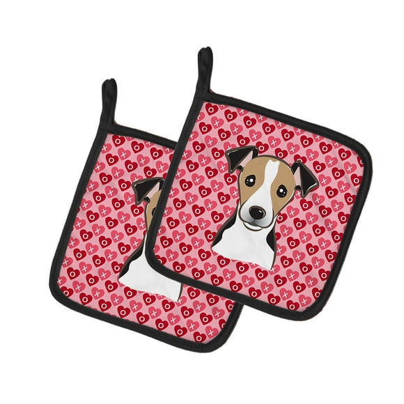 Carolines Treasures BB5331PTHD Jack Russell Terrier Hearts Pair of Pot Holders