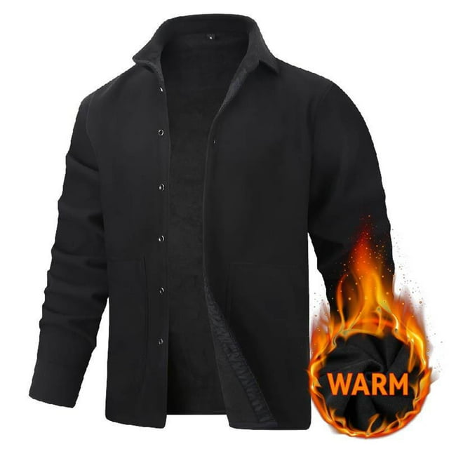 pstuiky Camisas casuales de manga larga para hombre, Camisa tipo cárdigan informal de color liso y cálido para hombre, chaqueta, ropa de abrigo, blusa de manga larga con cuello vuelto s