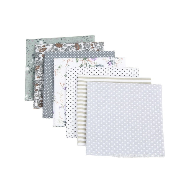 Wosthever Paquete de 7 piezas de tela de algodón puro para costura, manualidades, patrón surtido, tela con estampado Floral, accesorios de Artesanía Gris50*50cm