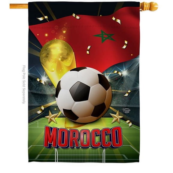 28 x 40 in. World Cup Morocco Sports Soccer Double-Sided Vertical Decoration Banner House & Garden Flag - Yard Gift