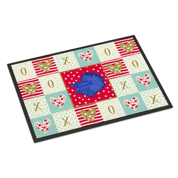 Carolines Treasures CK5493JMAT Super Delta Tail Betta Love Door Mat Indoor Rug or Outdoor Welcome Mat 24x36 Doormat 36"L