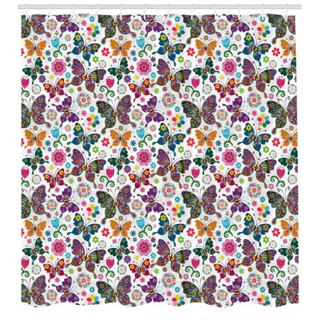 Butterfly Shower Curtain Sixties And Seventies Inspired Complex