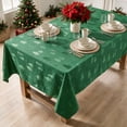 thumbnail image 2 of Sm:)e Pine Tree Snowflake Yarn Dyed Jacquard Woven Christmas Tablecloth 60x84 Inch, for Dining Decor, Rectangle, Green, 2 of 7