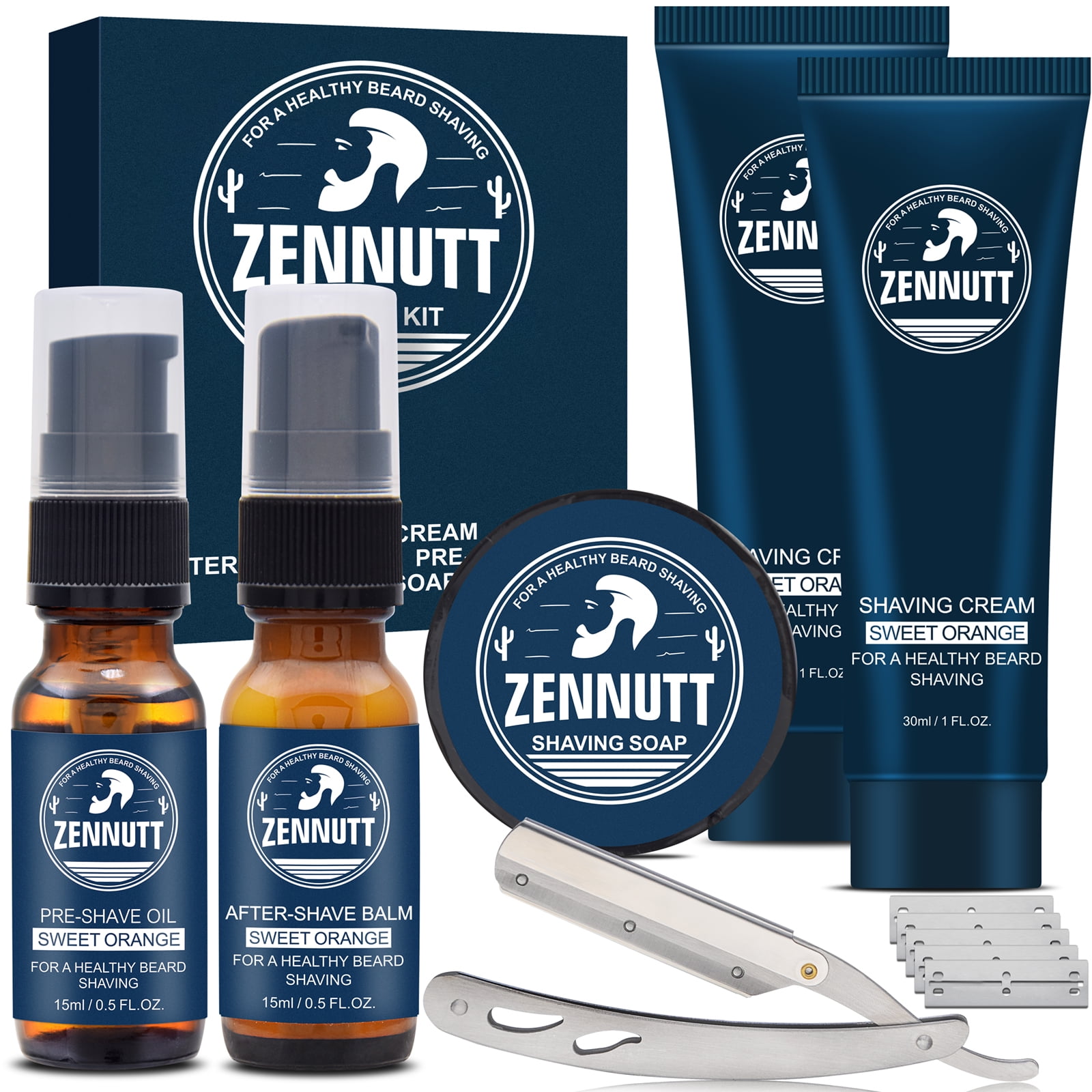ZENNUTT Shaving Kit for Men W/Straight Razor,Shaving Soap,2 Packs