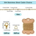 thumbnail image 2 of 32.8 Feet/10M 2x1.5mm Stainless Steel Link Cable Chain Satellite Chains Cable Roll with Jump Ring and Lobster Clasps Link Chains Kits, 2 of 5