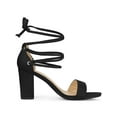 thumbnail image 3 of BLISSFUL STEP Strappy Lace Up Block High Heel Sandals for Women Black 6.5, 3 of 6