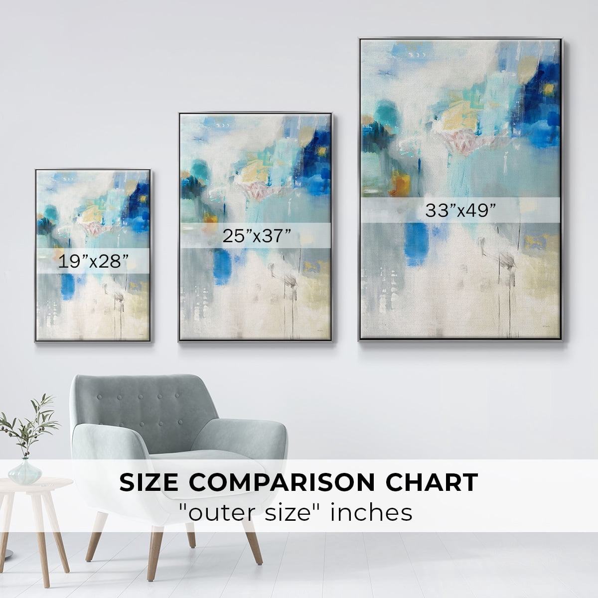 Celeste Motion I Framed Premium Gallery Wrapped Canvas - Ready to Hang - 17 x 25 - Silver Floating Frame