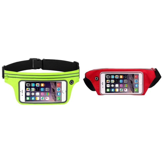 YWIYIUD 2 Pcs Sac Banane de Course Portable et Pratique 11.02x4.72 Pouces avec Étui à Écran Tactile Poche Sac Banane de Sport Durable Convenant à la Randonnée au Camping à la Course et au Voyage