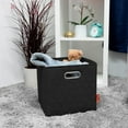 thumbnail image 4 of JIAessentials Set of 4 Foldable Faux Leather Cube Storage Bins Collapsible Baskets 12 inch with Dual Handles - Black Medium, 4 of 8