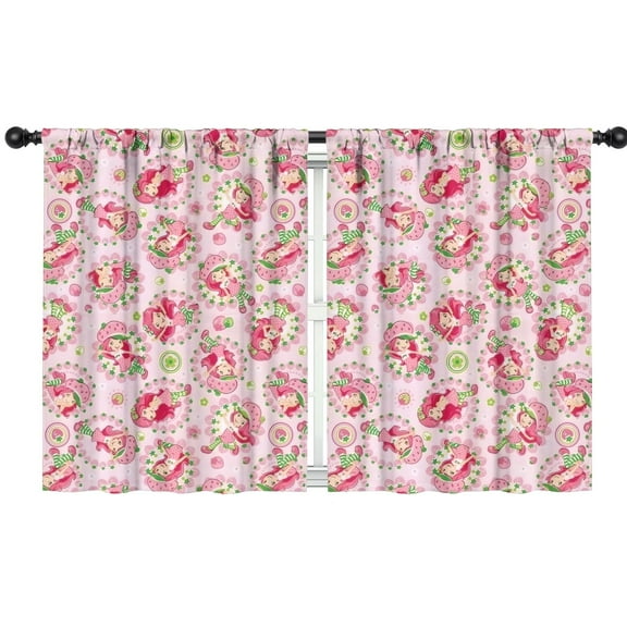 Blackout Kids Curtains,Strawberry Princess Pattern Childrens Insulated Curtains Set Of 2,Bedroom Essentials,Toddler Room Decor 42"x54"
