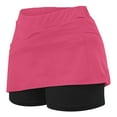 thumbnail image 3 of JWZUY Women's Elastic Yoga Culottes Solid Color Athletic Shorts with High Waist and Tummy Control Plus Size Biker Shorts for Summer Golf Skorts Watermelon Red S, 3 of 6