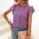 thumbnail image 5 of Camiseta informal para mujer con cuello en V y volantes ligera para mujer de ajuste relajado (morado XL) FLhrweasw Para estrenar, 5 of 8