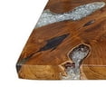 thumbnail image 5 of Benjara 32 Inch Tabletop Platform, Square, Resin, Teak Wood, Brown and White Finish, 5 of 6