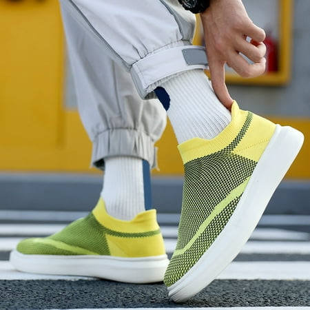 

YTJX Fashion Couples Men Woemen Outdoor Mesh Sports Shoes Runing Breathable Slip-On Sneakers