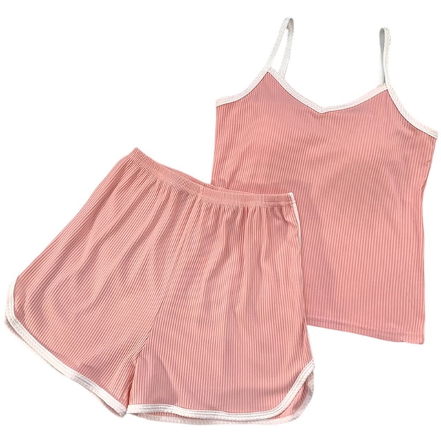 Timegard Tenues d'Été pour Femmes Débardeur Col en V Shorts Confortables Décontractés Ensembles de Course