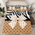 thumbnail image 2 of Homewish Cartoon Ribbon 4 Pieces Queen Sheet Sets for Adults Female Men Women,Black Brown Ultra Soft Flat Sheet,Cute Polka Dots Queen Fitted Sheet,Breathable Home Decor, 2 of 7