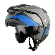 1Storm New Motorcycle Modular Flip up Full Face Helmet Dual Visor: HJK910 DSPORT Race Blue