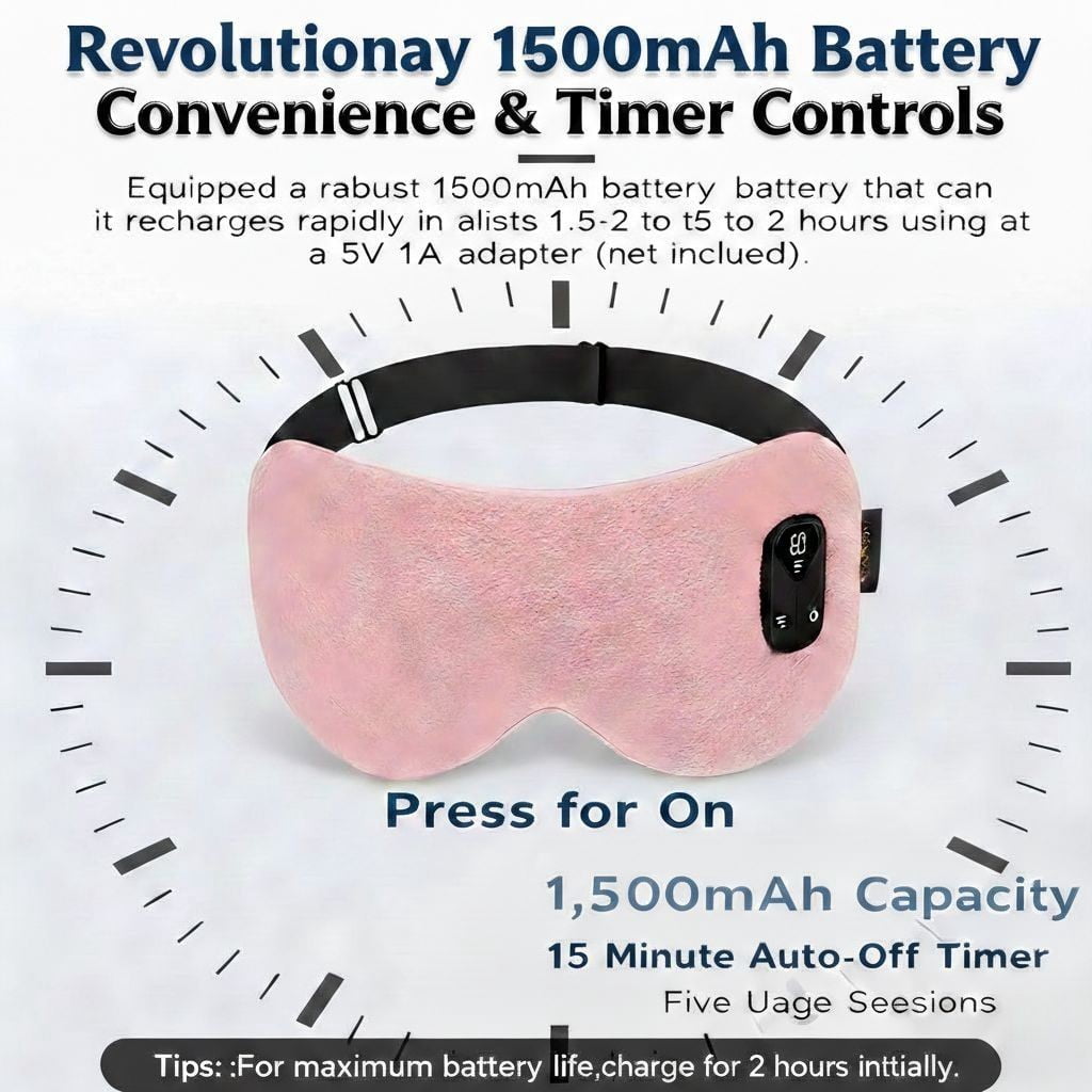FACEMOON 1 Pack Adult Cordless Heated Sleep Mask – Rechargeable Natural Flaxseed Moist Heat | Comfort Eye Relaxation for Sleep | Pink