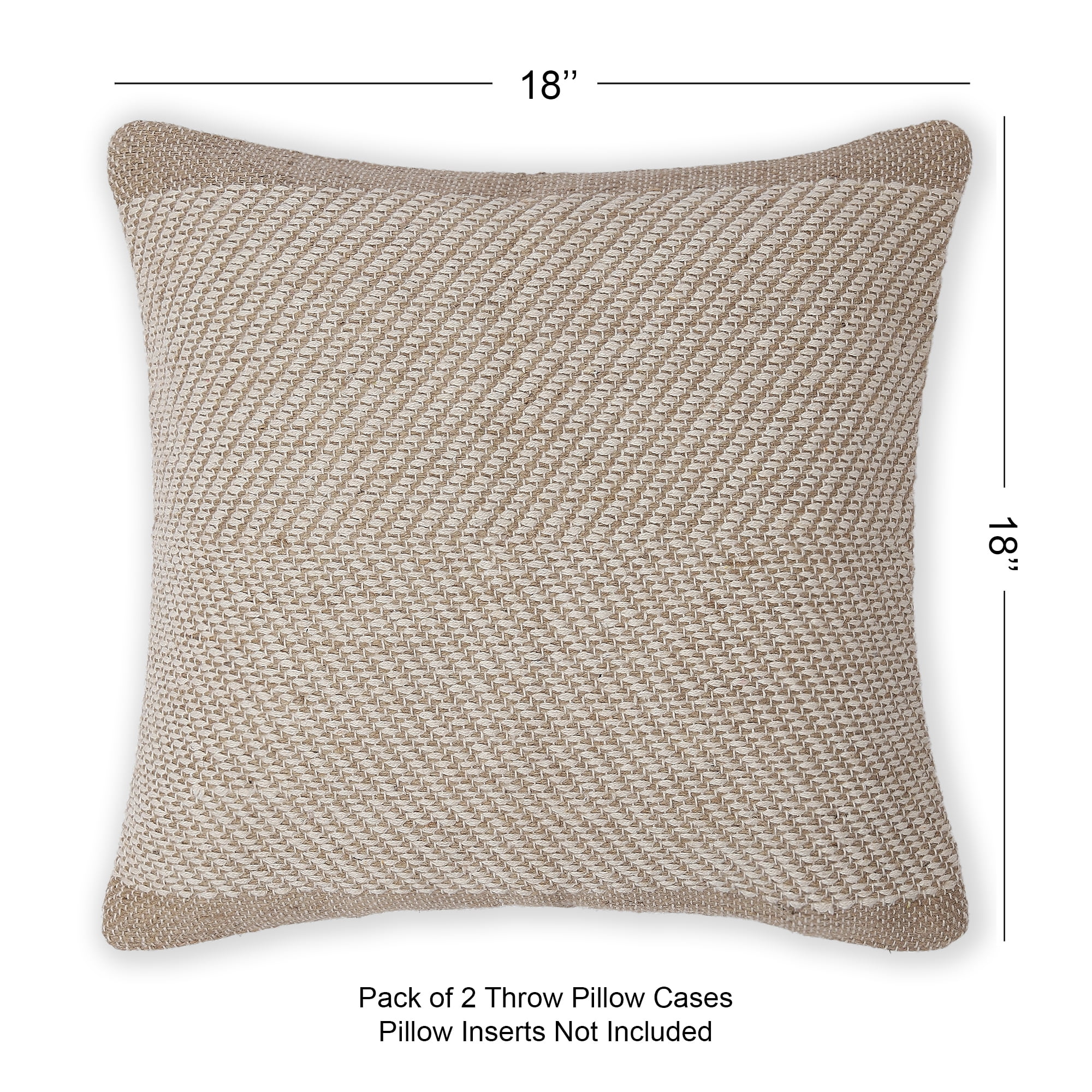 · REDEART Textured Throw Pillow Cushion Covers-Woven Tufted Decorative Farmhouse Cases Set for Couch, Sofa, Bed, Chair, Dining, Patio,Outdoor;50% Cotton 50% Jute (18"x18", Artisanal Chevron)Pack of 2