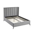 thumbnail image 4 of Montrell Upholstered Velvet Queen Size Wingback Platform Bed, Light Grey, 4 of 7