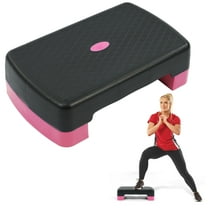 FlexWave Adjustable Workout Aerobic Stepper Step Platform Trainer, 18-Inch, Black/ Pink