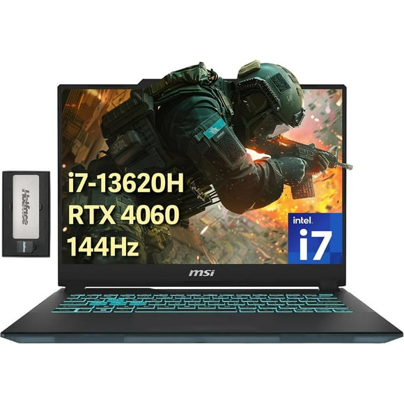 MSI Cyborg 14 Pouces FHD+ 144Hz Ordinateur Portable de Jeu, Intel i7-13620H, 64 Go DDR5, 4 To SSD, NVIDIA GeForce RTX 4060 8G GDDR6, Clavier Rétroéclairé, Wi-Fi 6, Webcam, Windows 11 Famille, Noir, Station d'Accueil 256 Go
