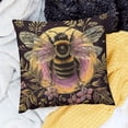 thumbnail image 2 of BANET Square Size Throw Pillow Covers , Soft Short Plush Double-Sided Printing Decorative Pillow Protector, with Hidden Zipper Sofa Pillowcase Cushion For Home Bed Couch, Bee Flowers 12x12in, 2 of 5