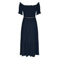 thumbnail image 4 of Efsteb Off Shoulder Dresses for Women Short Sleeve Casual Flowy A Line Tiered Midi Dress (Navy,XXL), 4 of 6