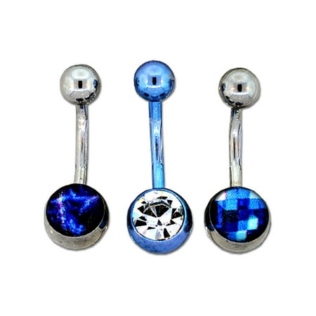 BODY JEWELRY Crystal Galaxy Belly Banana Set in Surgical Grade Steel