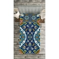 thumbnail image 3 of Ambesonne Vintage Quilted Bedspread Set 2 Pcs, Oriental Tile Effects, Twin Size, Mustard Royal Blue, 3 of 3