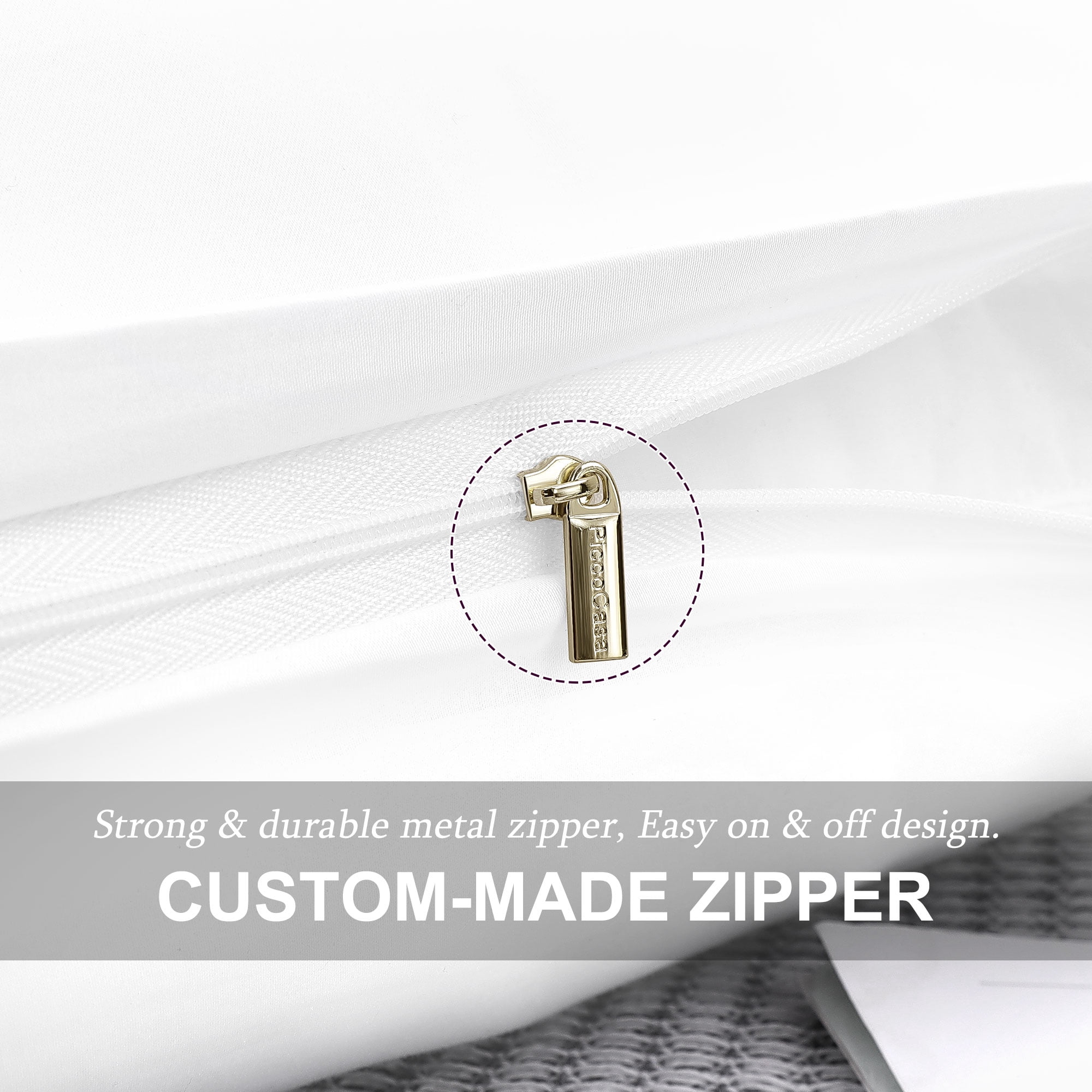 Unique Bargains Breathable Zipper Closure Cotton Pillowcases 2 Pcs White King