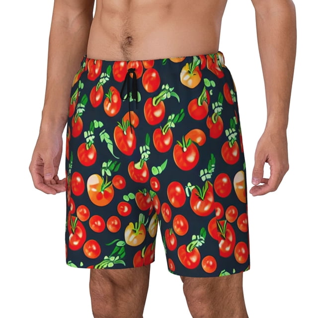 Fotbe Tomatoes Traje de Baño para Hombre – Shorts de Natación de Secado Rápido con Forro y Bolsillos-Large
