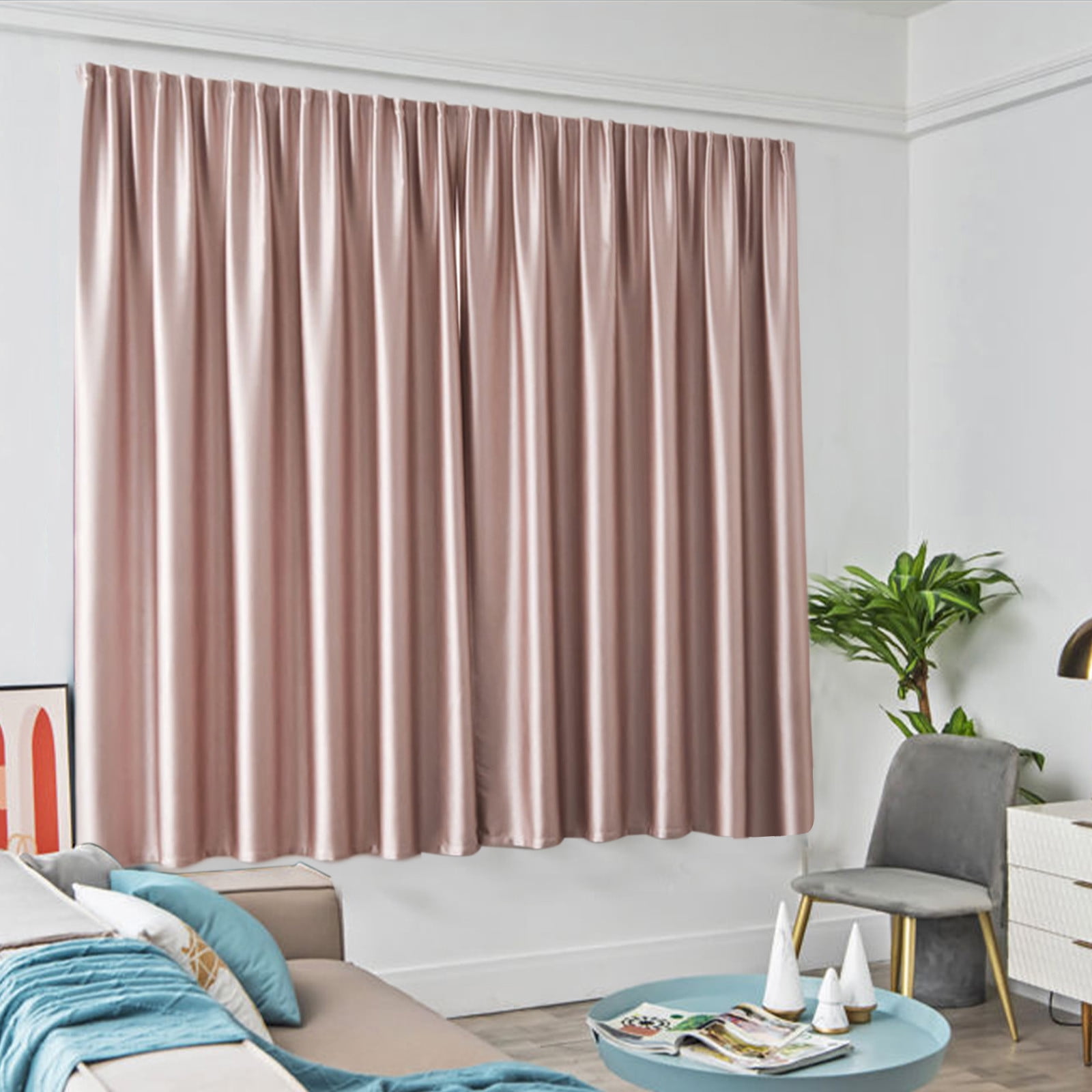 Amvlyk 100 Percent Light Blocking Noise Reducing No Drilling Self-Adhesive Window Curtain Shades For Bedroom - Protection Heat Insulation Soundproofing