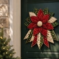 thumbnail image 2 of Yangka Christmas Door Hanger Oversized Quilted Poinsettia Flower Design, Holiday Fabric Wreath Decoration For Front Door Indoor Outdoor Winter Home Decor, 2 of 6